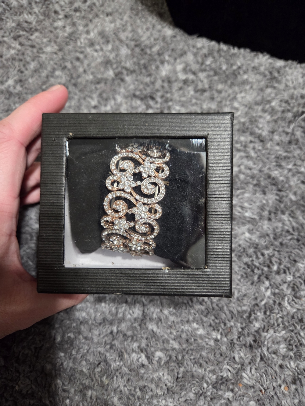 Rose Gold and Silver Crystal Scroll Bracelet - Women Jewelry
